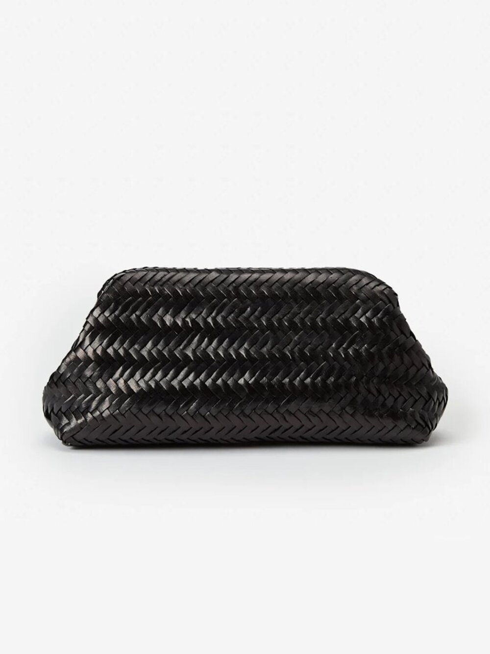 J. McLaughlin Palmer Woven Leather Clutch Black Elegant Handbag